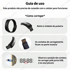 Guia em português para carregar a pulseira por USB