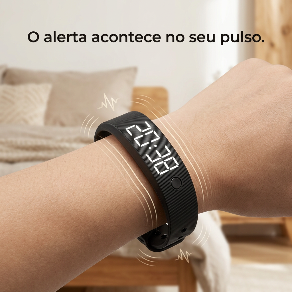Alerta por vibração ilustrado no pulso