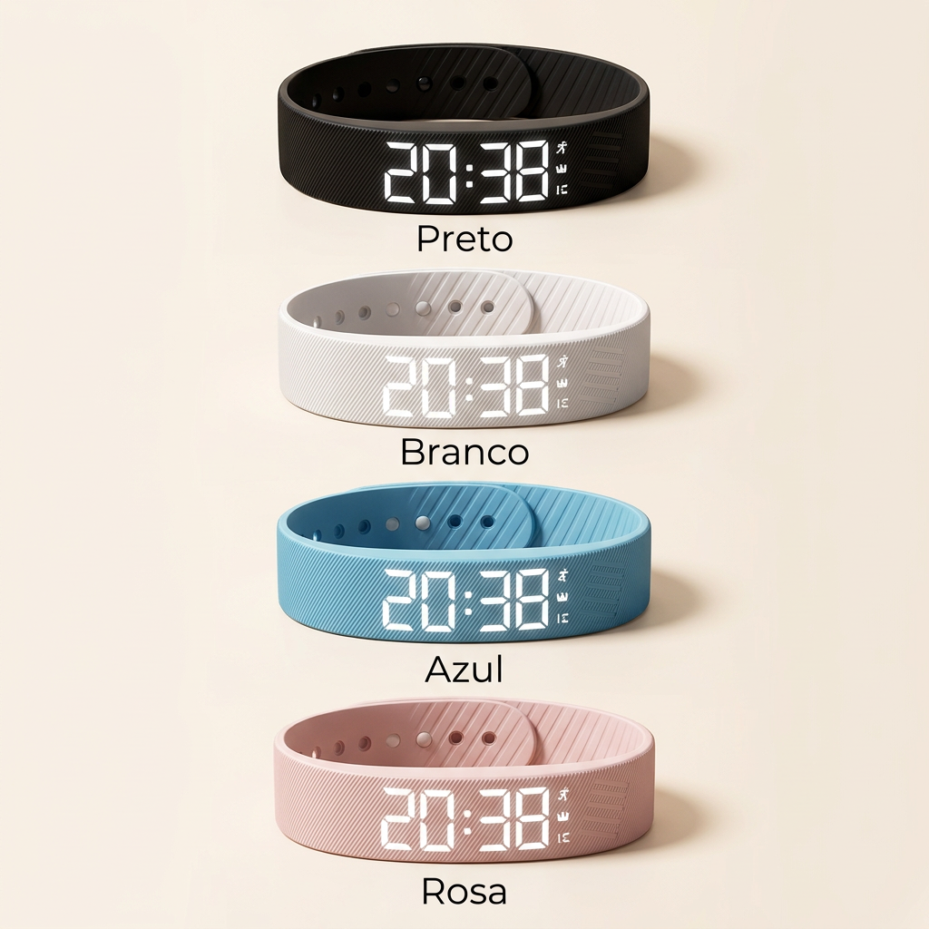 Pulseira HT30 nas cores preto, branco, azul e rosa